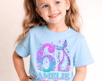 Inspired Mermaid  Birthday T-shirt: Princess Fan Tee, Family Matching, Gift for Girls