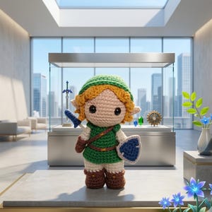 Patrón de ganchillo Amigurumi Link – Tutorial en PDF para muñeca de fantasía (descarga digital)