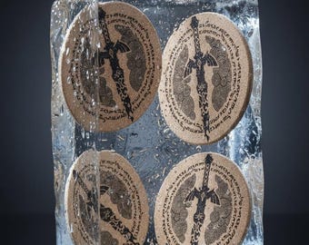 Legend of Zelda Sword Cork Coaster, Natural Drink Accessory (Set of 4)