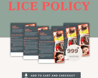 Plantilla de volante sobre política contra piojos (editable en Canva) / Guía sobre piojos infantiles / Imprimible en tamaño A4 y carta (EE. UU.)