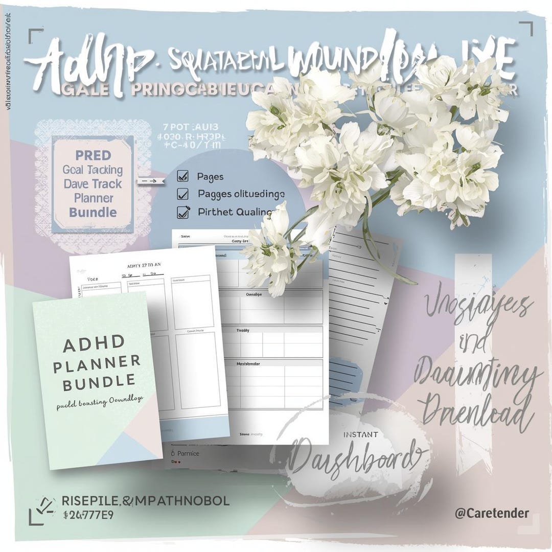 ADHD Goal Tracking Planner | Printable Digital Download | Weekly Focus ...