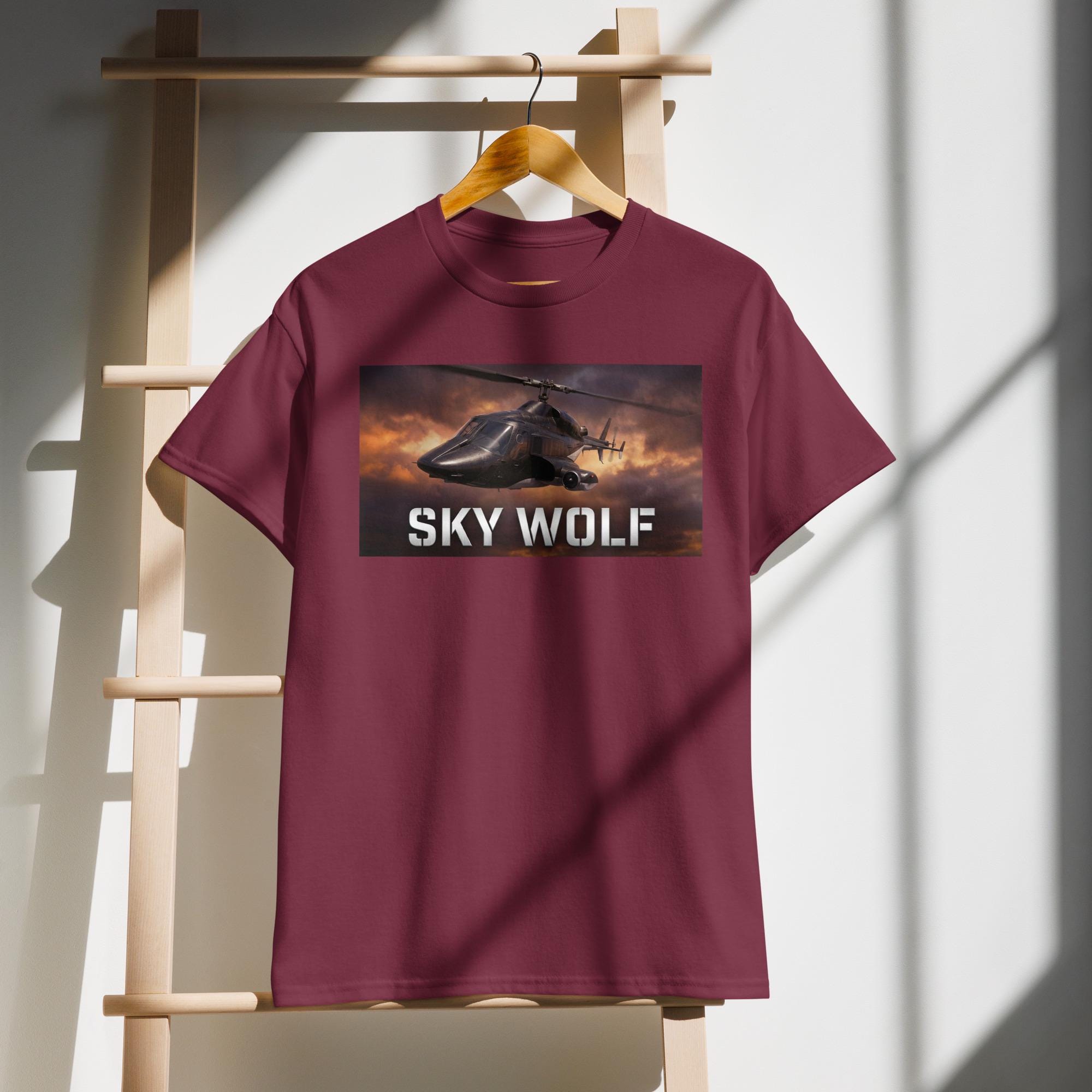 T-shirt Noir Homme Airwolf Air Wolf Série TV Rétro Taille S à