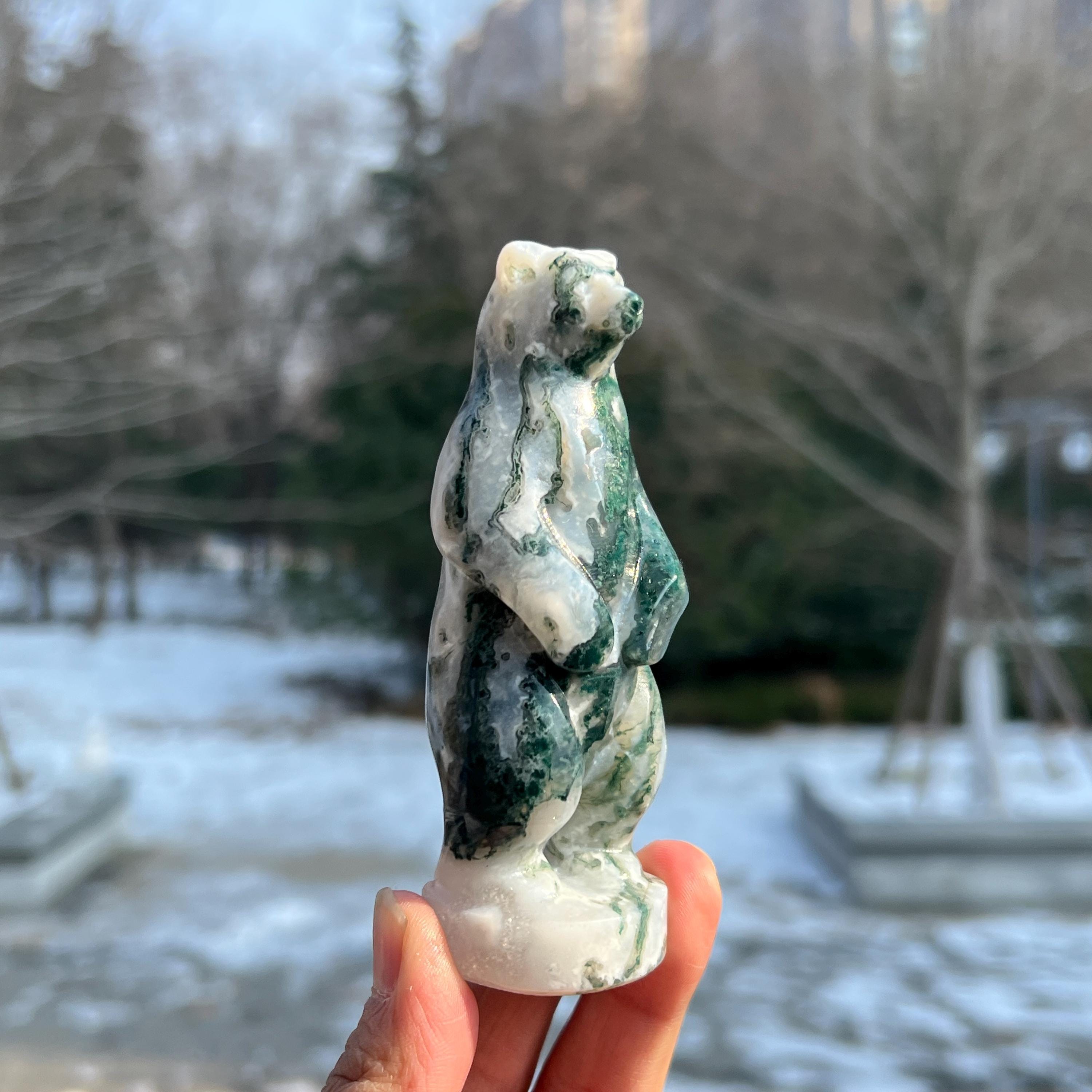 Moss agate figurine - Etsy 日本