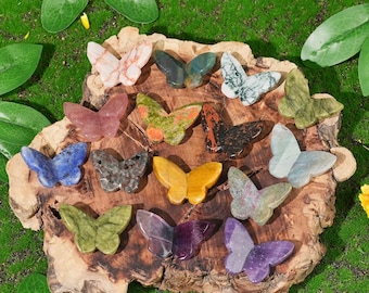 Natürlicher Edelstein Schmetterling schnitzen, 3D Schmetterling Schädel, Reiki Healing Crystal Decor