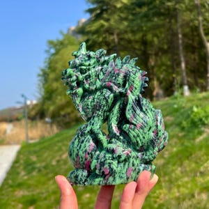 2.98LB Unique Ruby in Zoisite Dragon Carving,Crystal Dragon,Reiki Healing,Home Decor