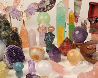 Caixa Misteriosa de Cristais Naturais, Conjunto de Cristais da Sorte, Cristais de Cura Escolhidos Intuitivamente, Decoração para Casa
