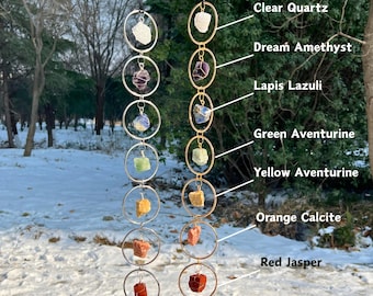 7 Chakra Raw Crystal Suncatcher, Crystals,Rough Quartz, Home Decor 1PC