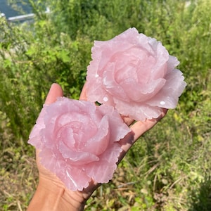 Unique Natural Rose Quartz Flower,Crystal Peony,Home Decor 1pc