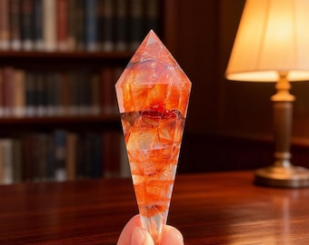 Unique Natural Fire Quartz Wand,Crystal Point,Quartz Tower,Home Decor