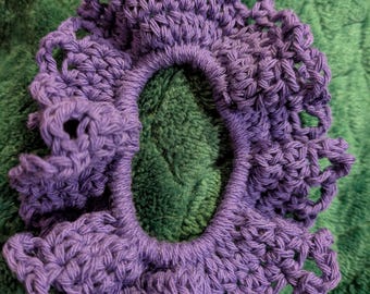 Dark Purple Crochet hair tie. Medium size