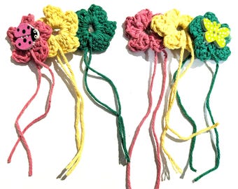 Crochet Flower Hair Clips | Butterfly & Ladybug, Set of 2