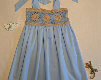 Handmade Size 3 Crochet girls Dress, Blue