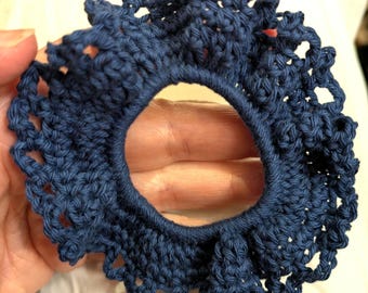 Navy blue Crochet hair tie. Medium size