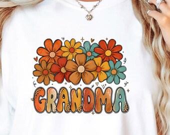 Grandma Shirt Comfort Colors, Boho Grandma Tee, Floral Grandma Shirt, Retro Grandma Gift, Fall Aesthetic Nana Shirt, Cozy Grandma Tee