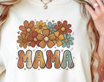 Mama Shirt Comfort Colors, Boho Mama Tee, Retro Floral Mama Shirt, Leopard Print Mama Shirt, Fall Aesthetic Mom Gift, Cozy Mom Tee
