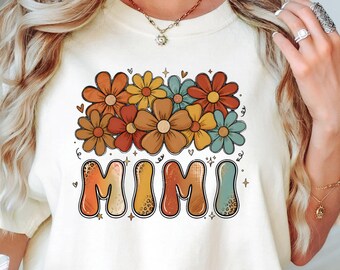 Mimi Shirt Comfort Colors, Boho Mimi Tee, Floral Mimi Shirt, Retro Grandma Gift, Trendy Mimi Shirt, Fall Aesthetic Mimi Tee