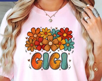 Gigi Shirt Comfort Colors, Boho Gigi Tee, Floral Gigi Shirt, Retro Grandma Gift, Trendy Gigi Shirt, Fall Aesthetic Gigi Tee