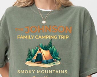 Personalized Family Camping Shirts, Matching Family Camp Shirts, Camp Dad Mom Kids Shirt, Smoky Mountains Trip Tee, Custom Family Name Shirt