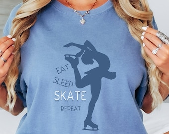 Eat Sleep Skate Repeat Shirt, Figure Skating Comfort Colors®, Ice Skater Sweatshirt, Skating Life Tee, Skater Gift for Girls Teens Women