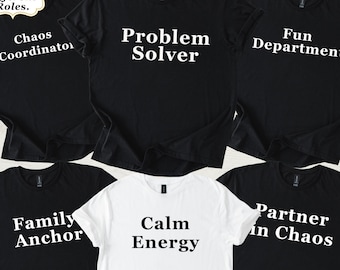 Matching But Different Family Shirts, Minimal Family Tee Set, Modern Matching Family Outfit, Personalized Family T Shirts