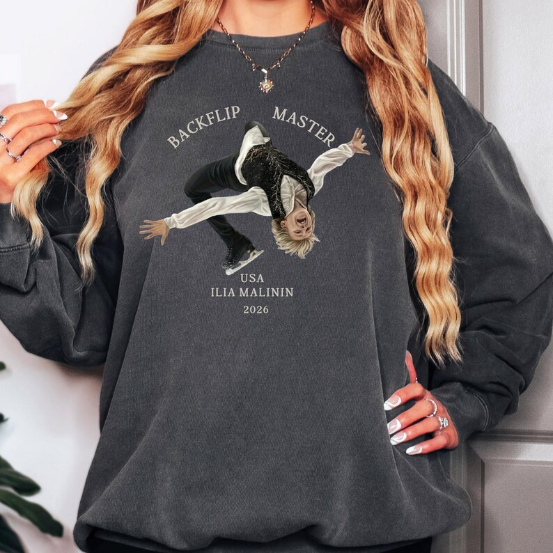 Ilia Malinin fan sweatshirt ice skating graphic