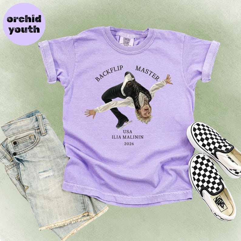 Ilia Malinin inspired youth ice skating t shirt