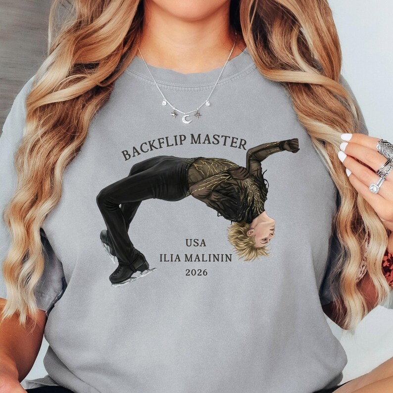 Ilia Malinin inspired backflip skating shirt minimalist design