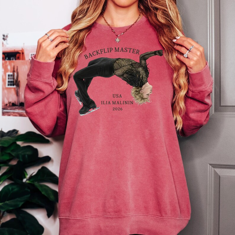 Figure skating sweatshirt with backflip master illustration
