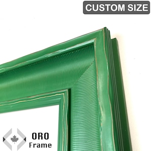 Forest Green 3 3/8” wide Custom Size Textured Picture Frame –  Woodgrain Wall Art Frame