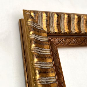 Custom Size 2 1/4 ” Hard Wood Gold Picture Frame, Ornate Museum Antique Style Frame