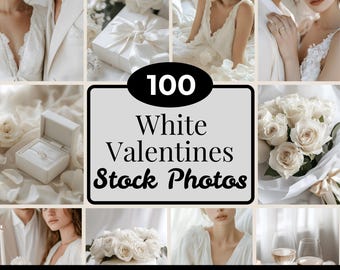 100 fotos de stock de San Valentín con estética blanca / MRR PLR / Fotografía de estilo de vida romántico y neutro para bodas / Paquete de imágenes de stock de lujo