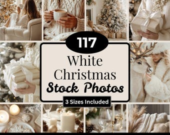 Fotos de stock de Navidad blanca / Estética invernal acogedora / Paquete MRR PLR / Paquete de imágenes de stock navideñas / Contenido para redes sociales / Navidad de lujo