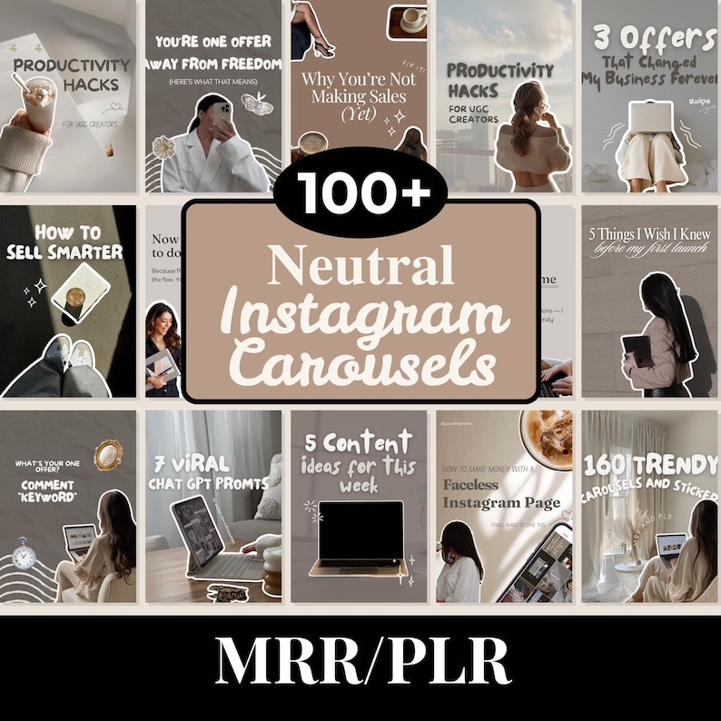 100+ Neutral Instagram Carousel Templates | Canva Editable Social Media ...
