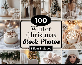 Paquete de 100 fotos de stock de Navidad invernal / Estética navideña neutra y acogedora / Imágenes de stock MRR PLR / Contenido de Instagram Pinterest / Paquete de fotos