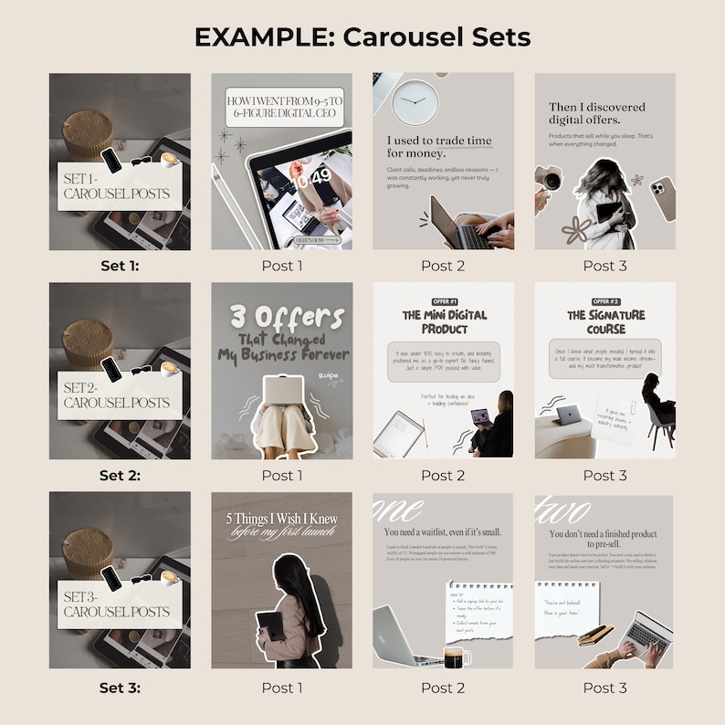 100+ Neutral Instagram Carousel Templates | Canva Editable Social Media ...