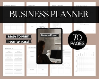 Small Business Planner | 70-Page Canva Editable, Printable (PDF)