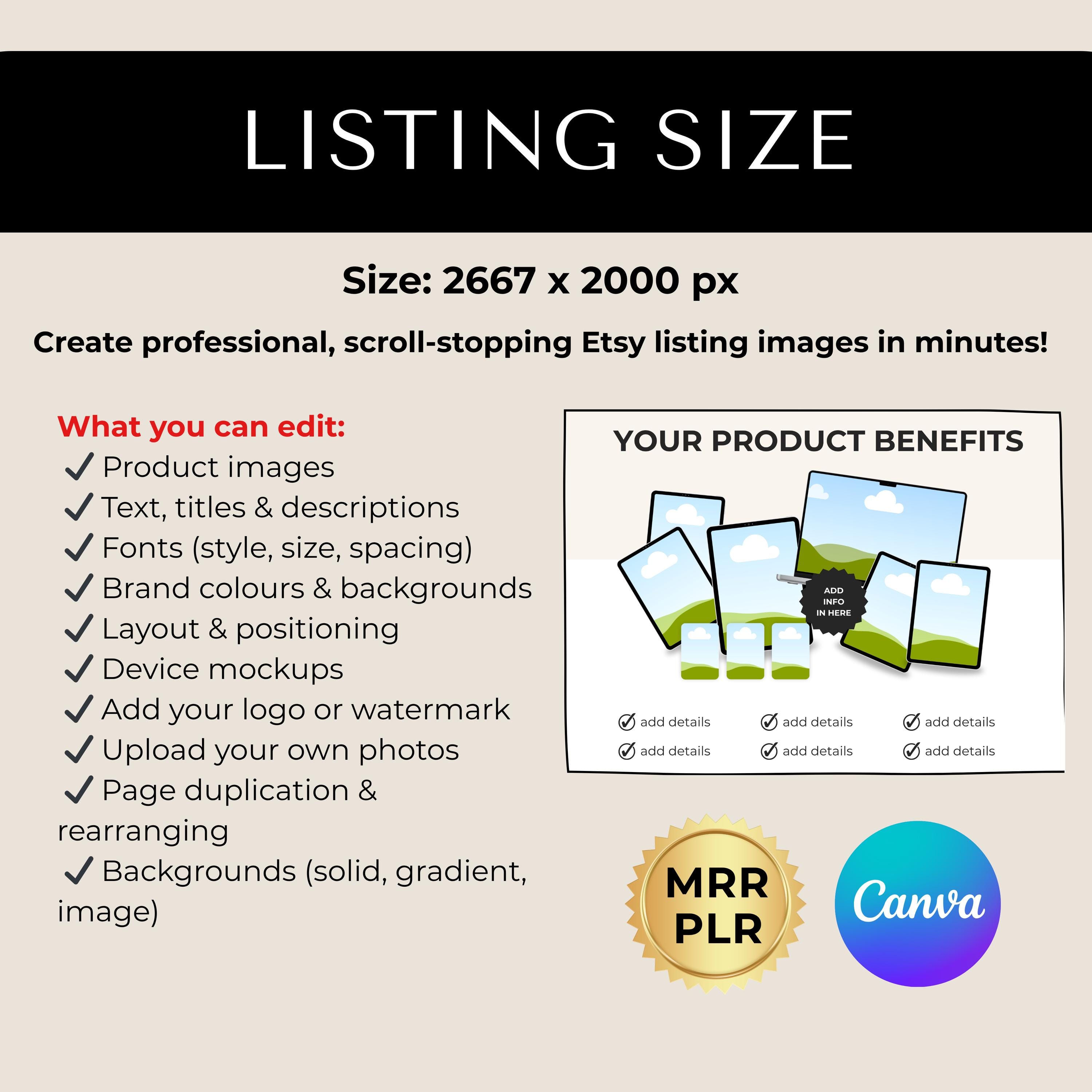 100 Etsy Listing Mockup Templates Canva | Editable Etsy Shop Images ...