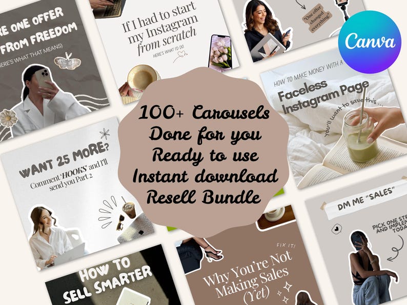 100+ Neutral Instagram Carousel Templates | Canva Editable Social Media ...