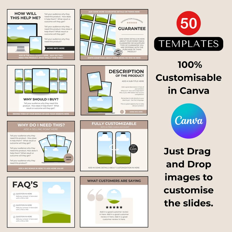 50 Etsy Shop Listing Mockup Templates Canva | Digital Product Display ...