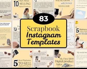 Plantillas de Instagram para álbumes de recortes / Diseños editables de Canva (PLR MRR)