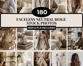 Neutral Beige Aesthetic Faceless Stock Photos Bundle | Canva Stock Images | MRR PLR | Content for Instagram & Pinterest | Boss Lady Images