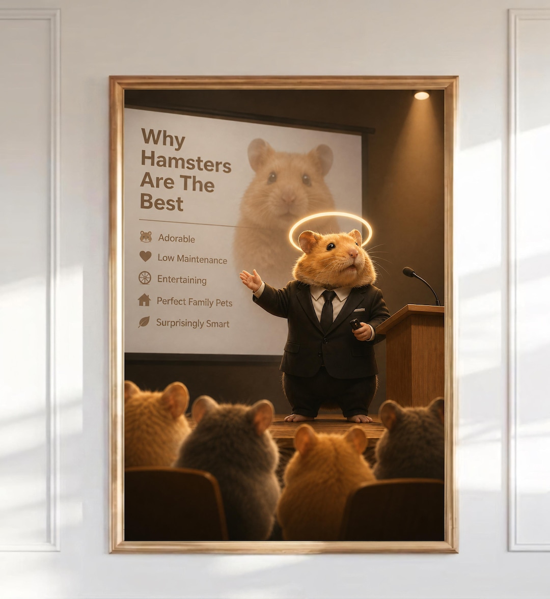 Funny Hamster Boss Wall Art Print, Hamster Presentation Poster ...