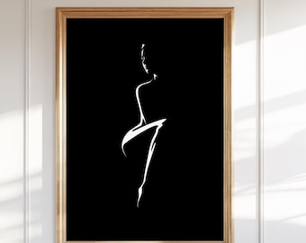 Minimalist Female Silhouette Art Print – Elegant Line Drawing (Digital Download)