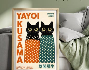 Yayoi Kusama Inspired Cat Art Print – Polka Dot Pop Art (Digital Download)