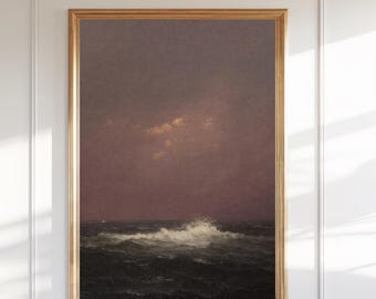 Stürmisches Meer, Küstenlandschaft, Stimmungsvoll, Minimal Kunst (Digitaler Download)