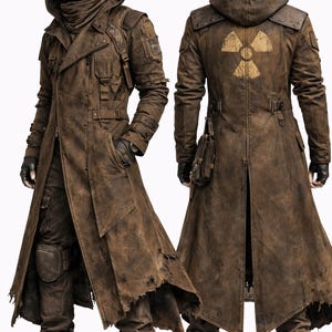 Cappotto da stalker marrone – Trench post-apocalittico, giacca di sopravvivenza in terre desolate, costume cosplay tattico