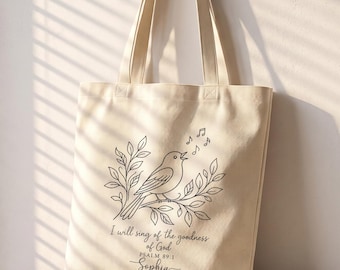 Borsa tote cristiana personalizzata, borsa con versetto biblico personalizzato, borsa per la chiesa, regalo per il battesimo, regalo religioso
