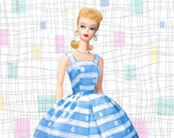 Vintage Retro Original Barbie Doll Blonde Blue Sundress Photo Print Graphic Art Print