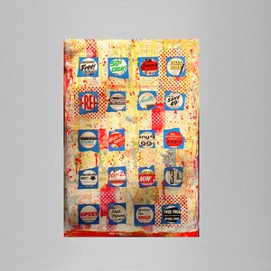 Abstract Original Painting Acrylic Mixed Media on 1&quot; Gallery Wrap Canvas 23 x 35 Multicolor Graffiti Industrial Street Art Style