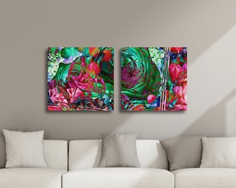 Two Piece Floral Mash Vibrant Art Prints
